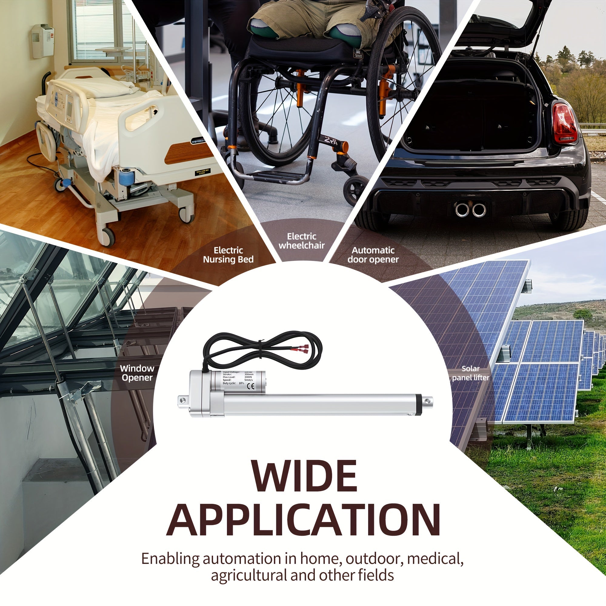 30.48cm Electric Linear Actuator 3000N Thrust Aluminum Alloy Quiet Durable