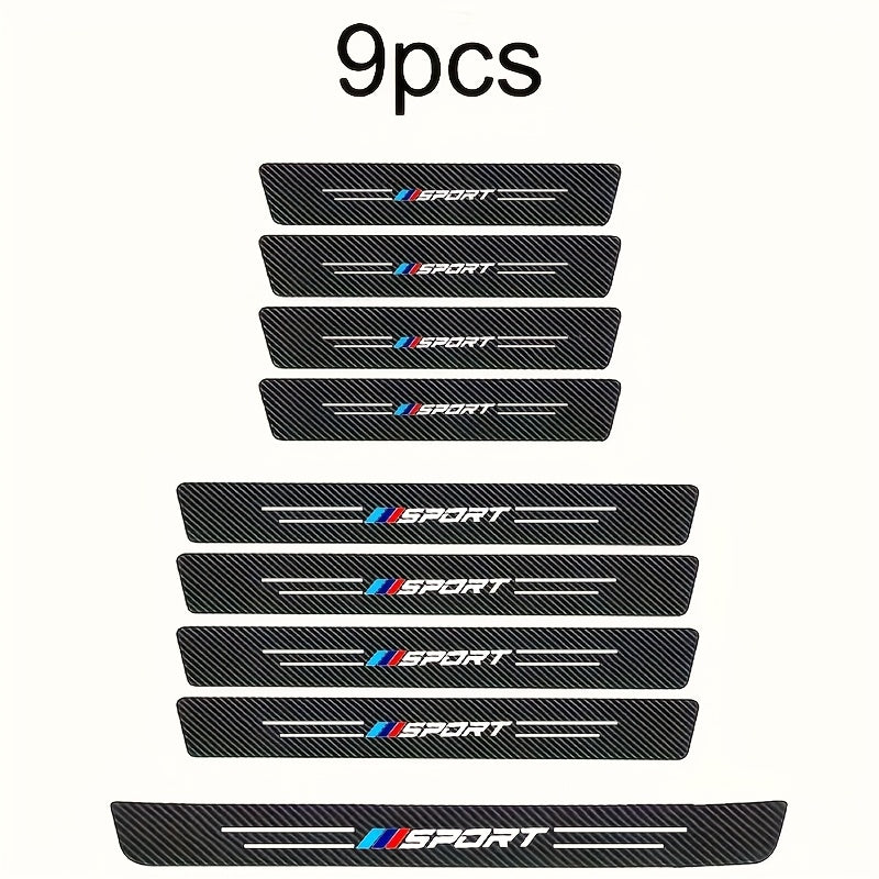 9-комплект универсальных защитных накладок на пороги автомобиля из ПВХ, против царапин, наклейки на педали, прочные, легкая установка