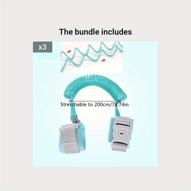 Kids Safety Wrist Strap Blue TPU Anti-Lost Walking Harness Adjustable Cord for Active Children