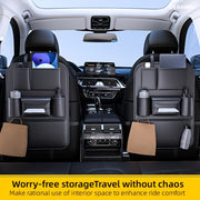 Organizador trasero para asiento de coche, bolsa de almacenamiento de cuero con soporte para tableta y portavasos