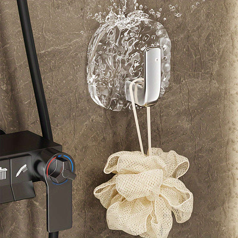 4-Pack Glacier Pattern No-Drill Wall Hooks for Kitchen and Bathroom Storage