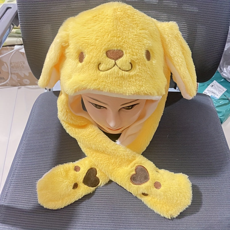 Kids' Plush Hat with Moving Ears Featuring Sanrio Kuromi and Hello Kitty Characters