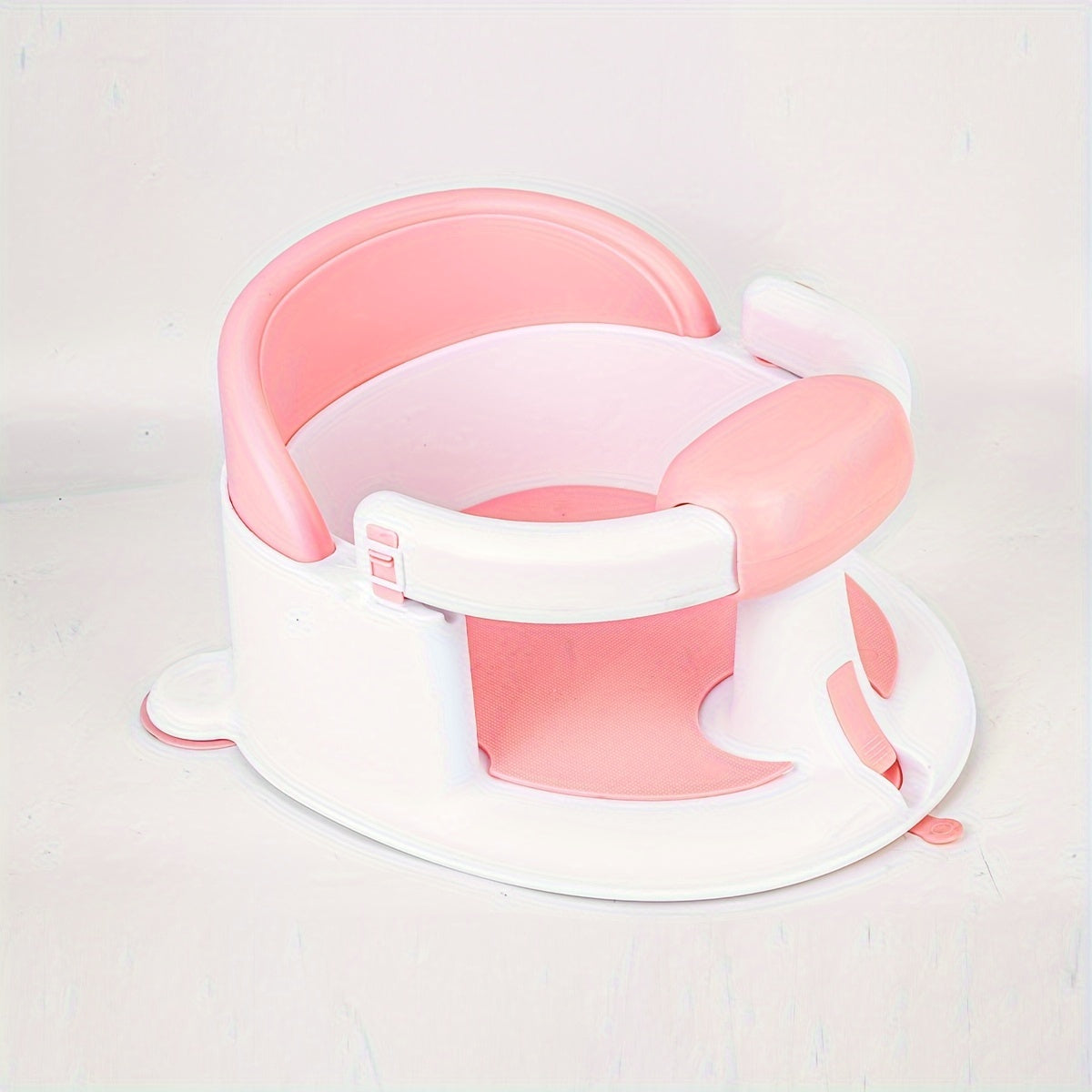 Kids Bath Chair with Armrests Non-Slip Suction Cup Base Pink Blue Gray