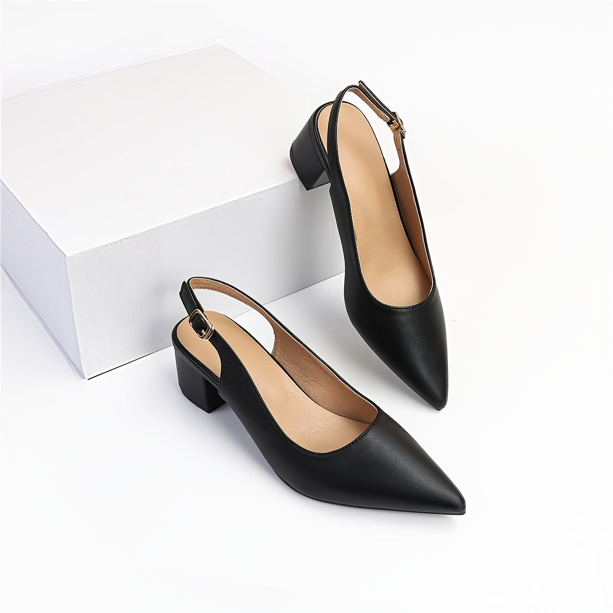 Women's Pointed Toe Block Heel Pumps with Ankle Strap for Parties All Seasons