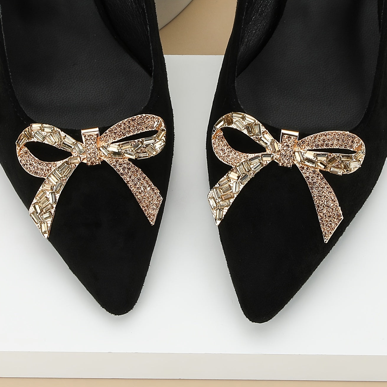 Women Rhinestone Bow Shoe Clips Crystal Butterfly Wedding Party Accessories