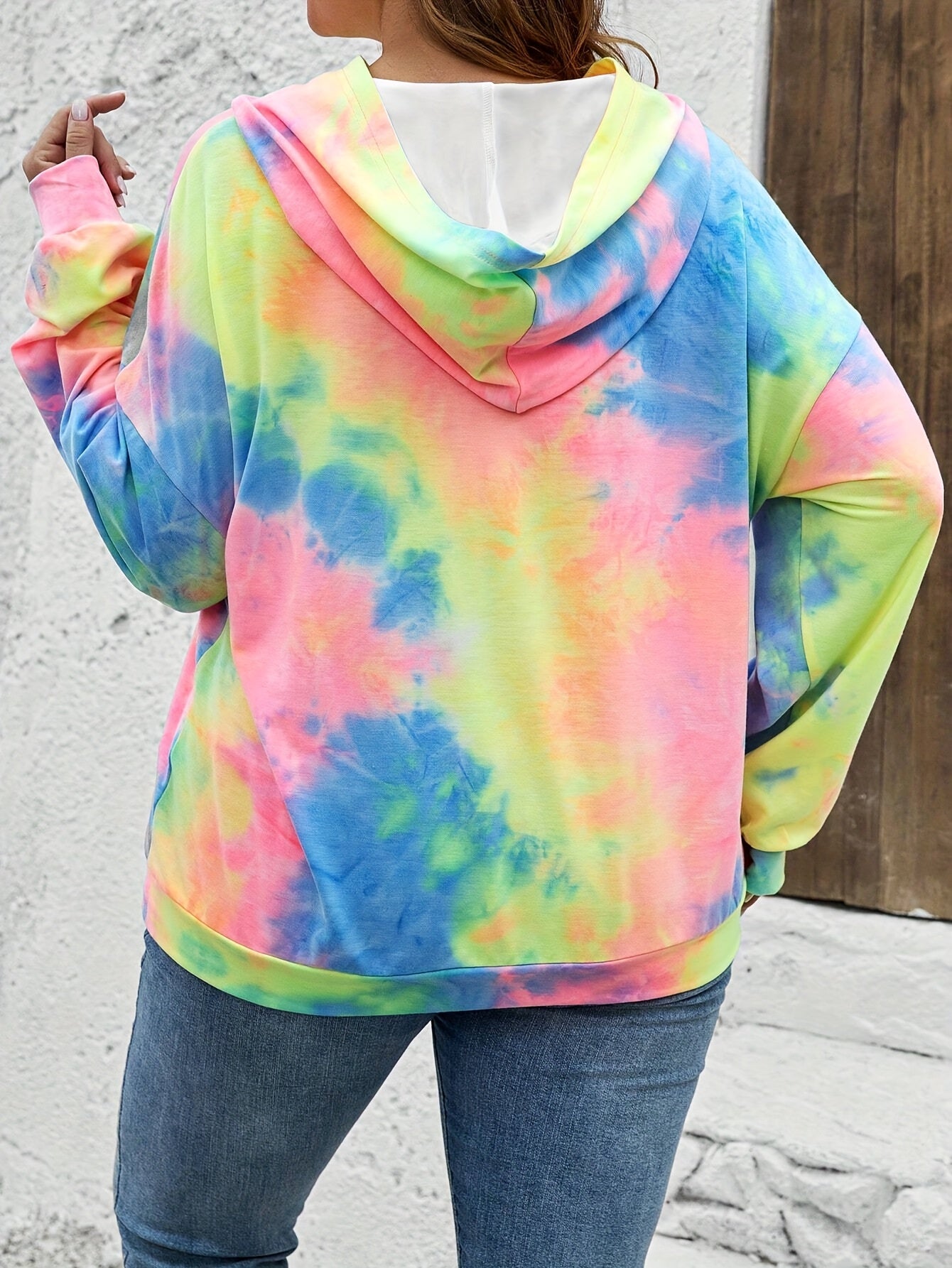 Толстовка для женщин больших размеров с длинными рукавами и принтом сердца, из полиэстера и смесовых тканей, осень-зима