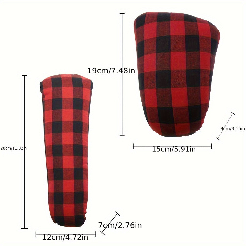 Set of 2 Black and Red Checkered Tailor Hams and Seam Rolls for Ironing and Sewing