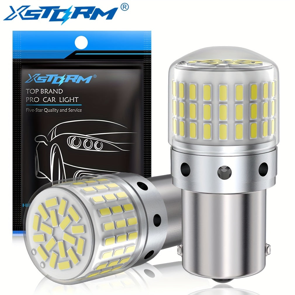 2 Pack LED Car Turn Signal and Reverse Bulbs White 1156 7440 3157 P21W