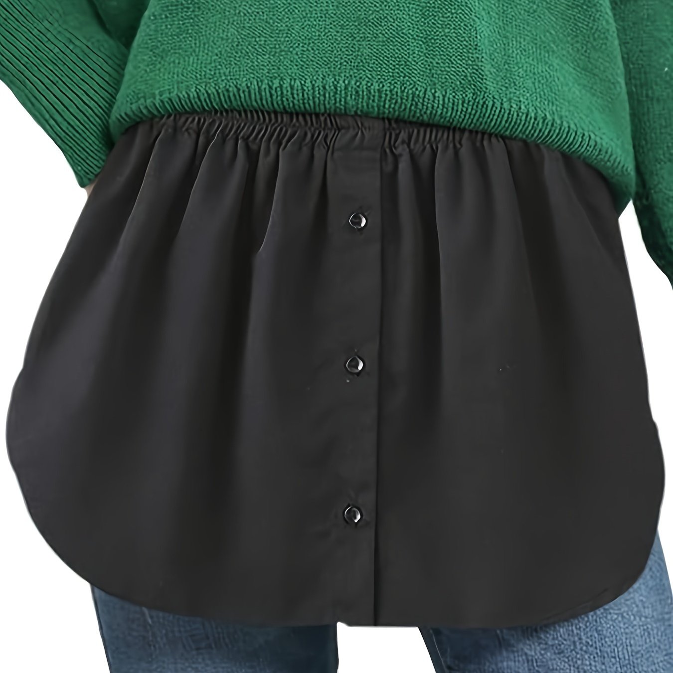 Plus Size Women's Flared Skirt Polyester Solid Color Short Length Button Detail