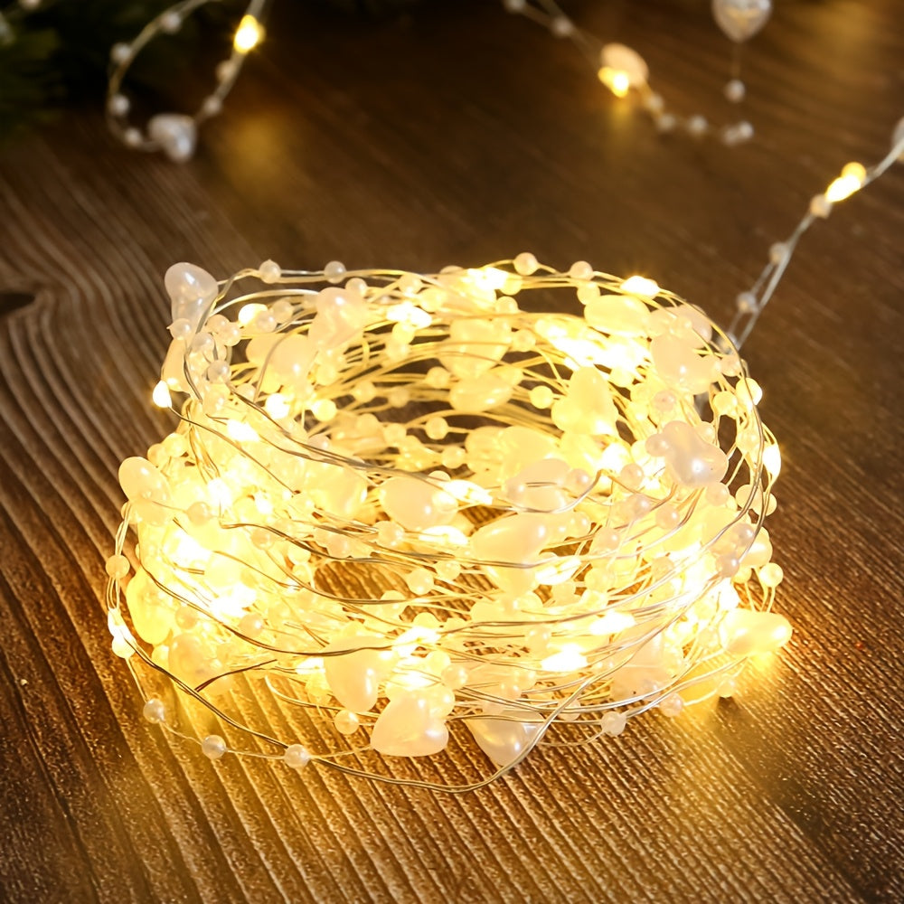 Warm White Pearl String Lights 20/50 LED Battery Operated Fairy Lights for Bedroom Wedding Decor