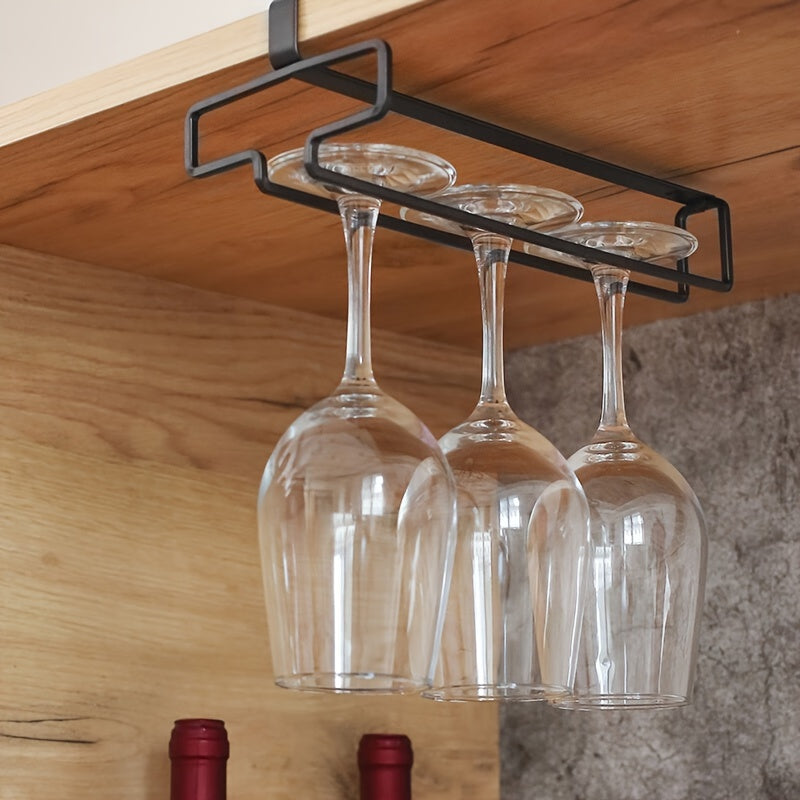 Metal Stemware Rack Hanging Storage Organizer for Glassware Under Cabinet