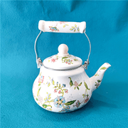 Enamel Kettle 1.5L Floral Design Pear-Shaped Gas and Induction Safe Tea and Cold Drink Maker