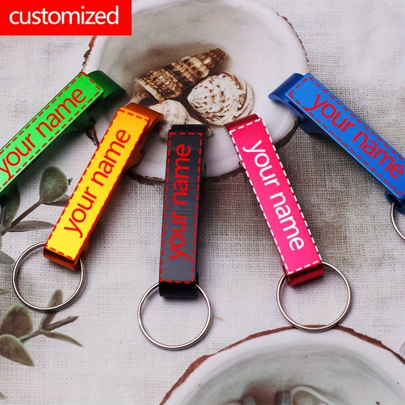 Personalized Colorful Alloy Keychain Bottle Opener with Custom Text Logo Phone Number