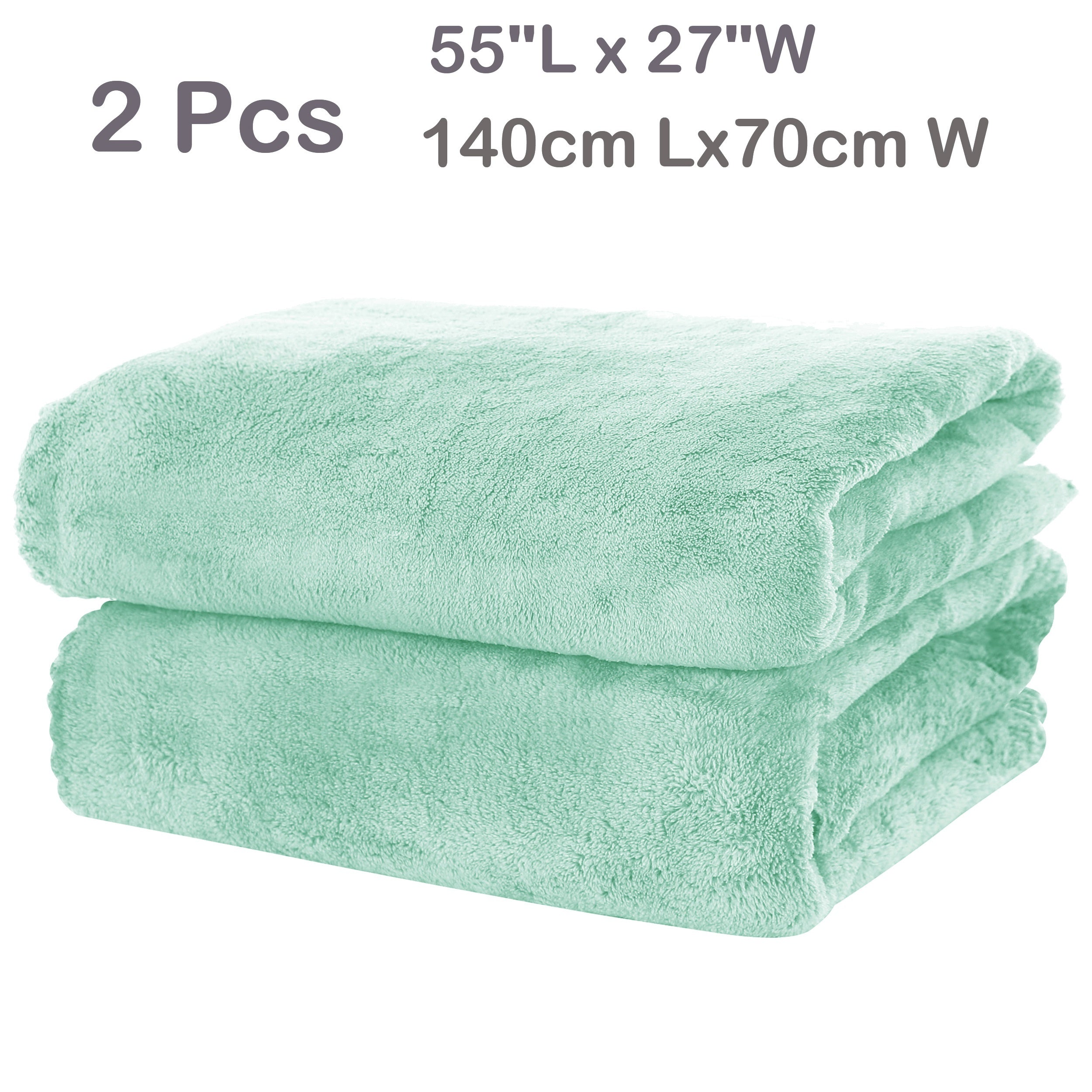 2-Piece Polyester Coral Velvet Bath Towel Set Highly Absorbent Soft for Bathroom Fitness Travel