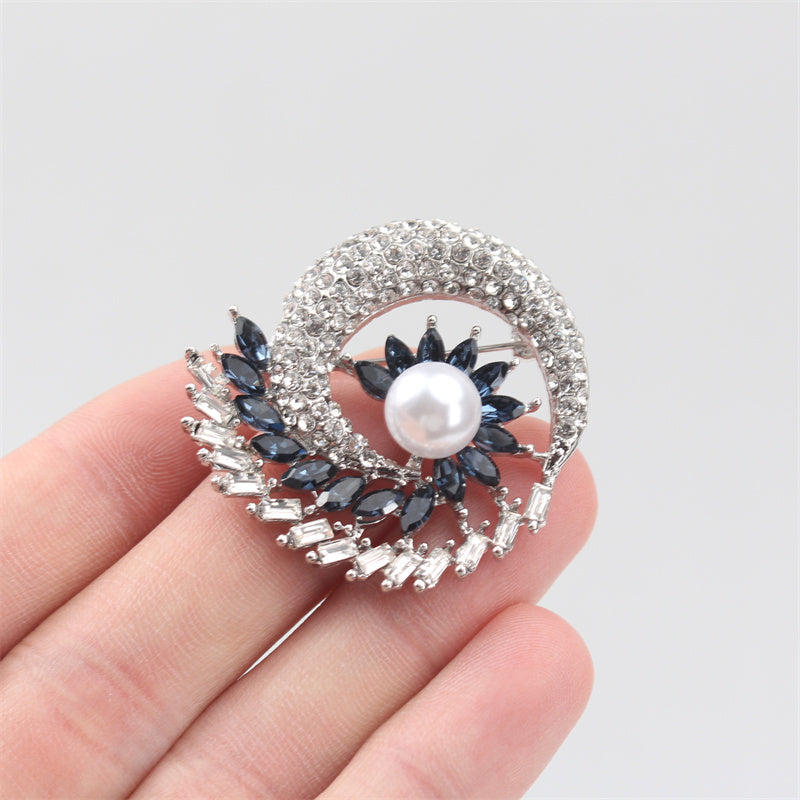 Vintage Rhinestone Enamel Brooch Pin for Women Elegant Jewelry Gift