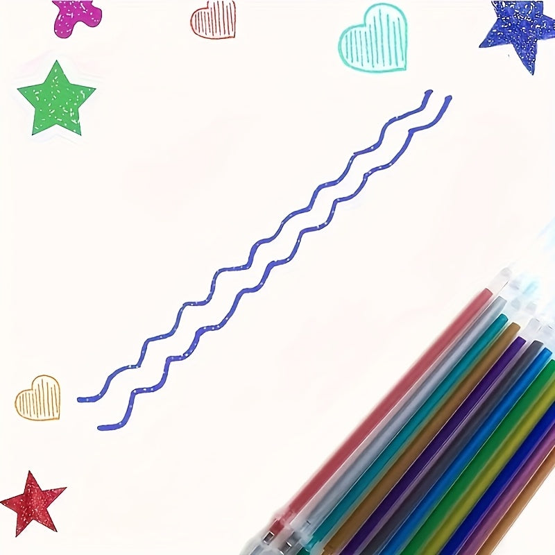 72-та гель ручка учун қайта тўлдиришлар, кўпрангли металлик флуоресцент 0.8мм жўғрофий нуқта, офис ва мактаб учун