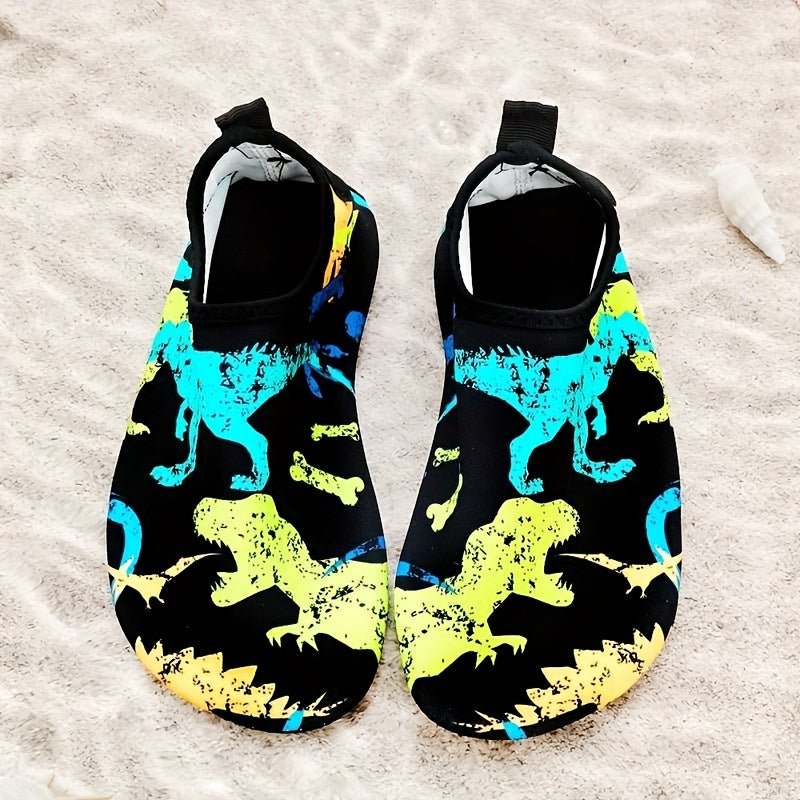 Kids Water Shoes Slip-On Dinosaur Print Quick Dry Outdoor Casual