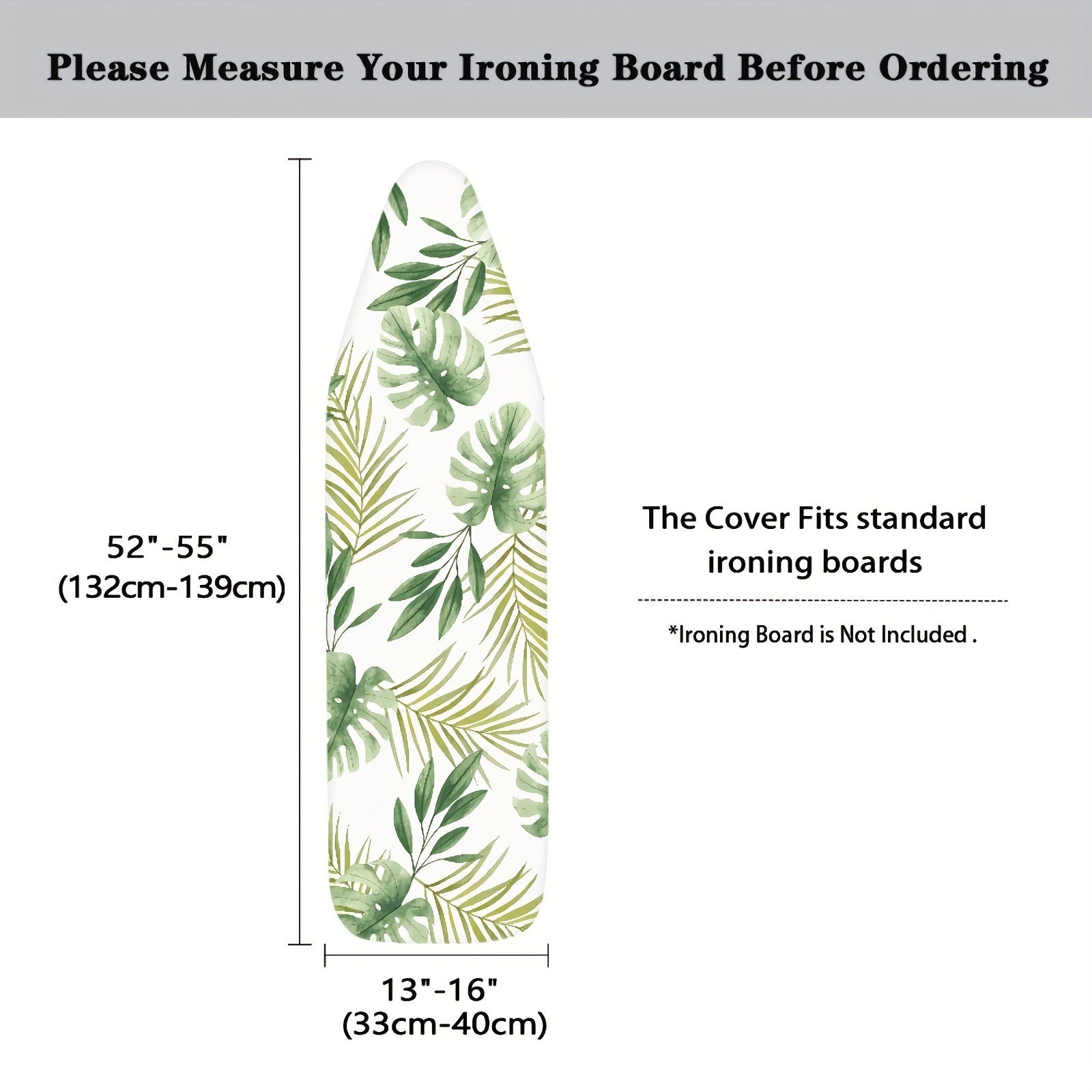 Spring Summer Ironing Board Cover Set with Palm Tree and Monstera Leaves High-Temperature Resistant Replacement Cloth