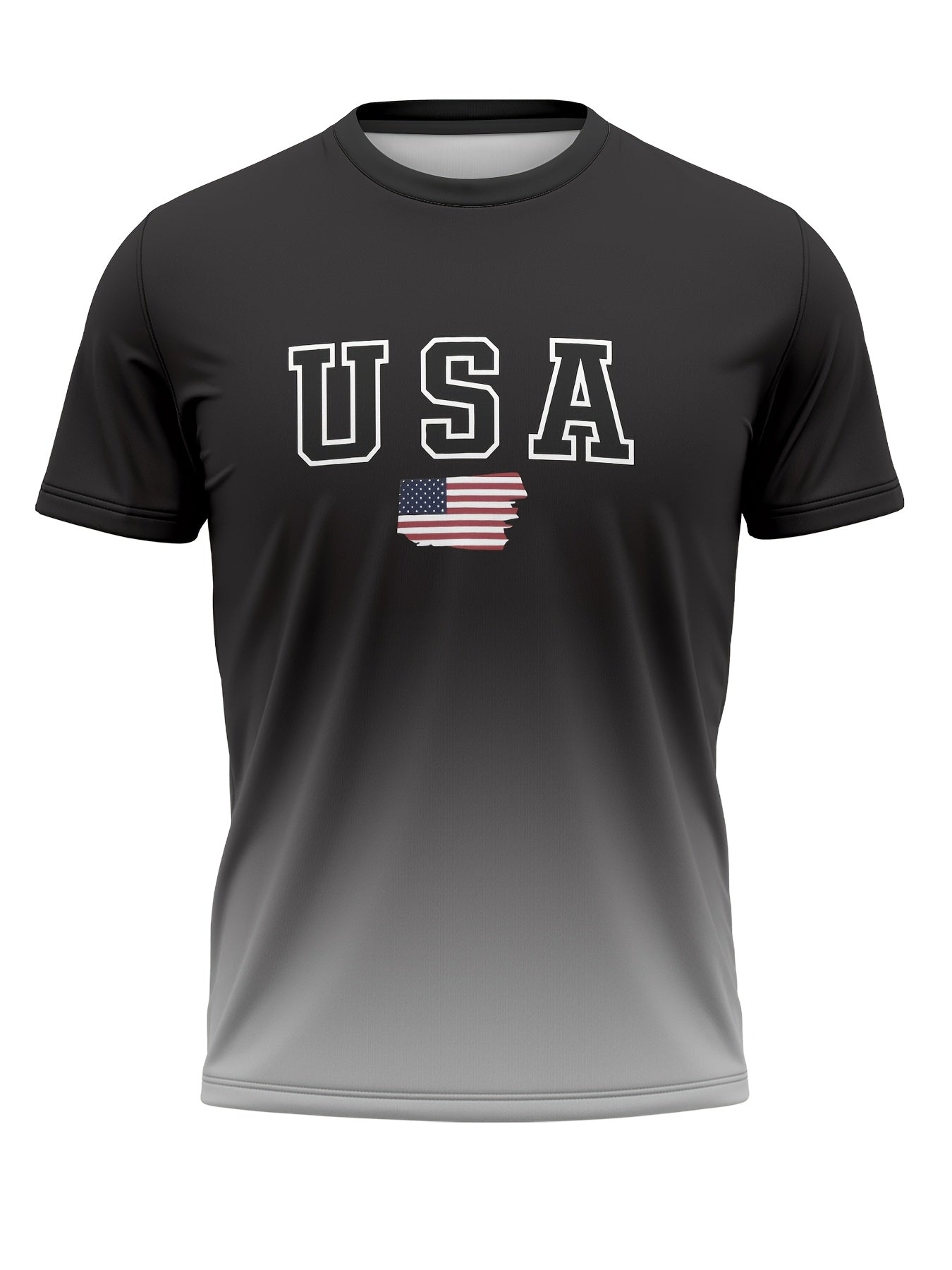 Men's Short-Sleeve Set Black and White Gradient 3D Print Polyester Casual