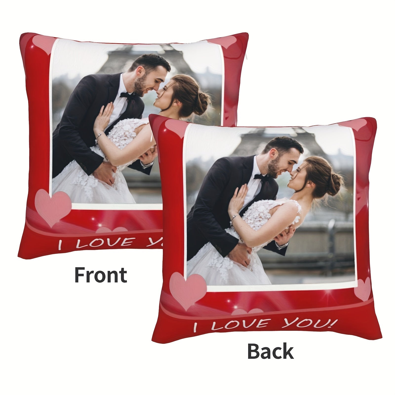 Almohada de felpa de poliéster personalizada 14+ con tema "Te quiero" y regalo de foto