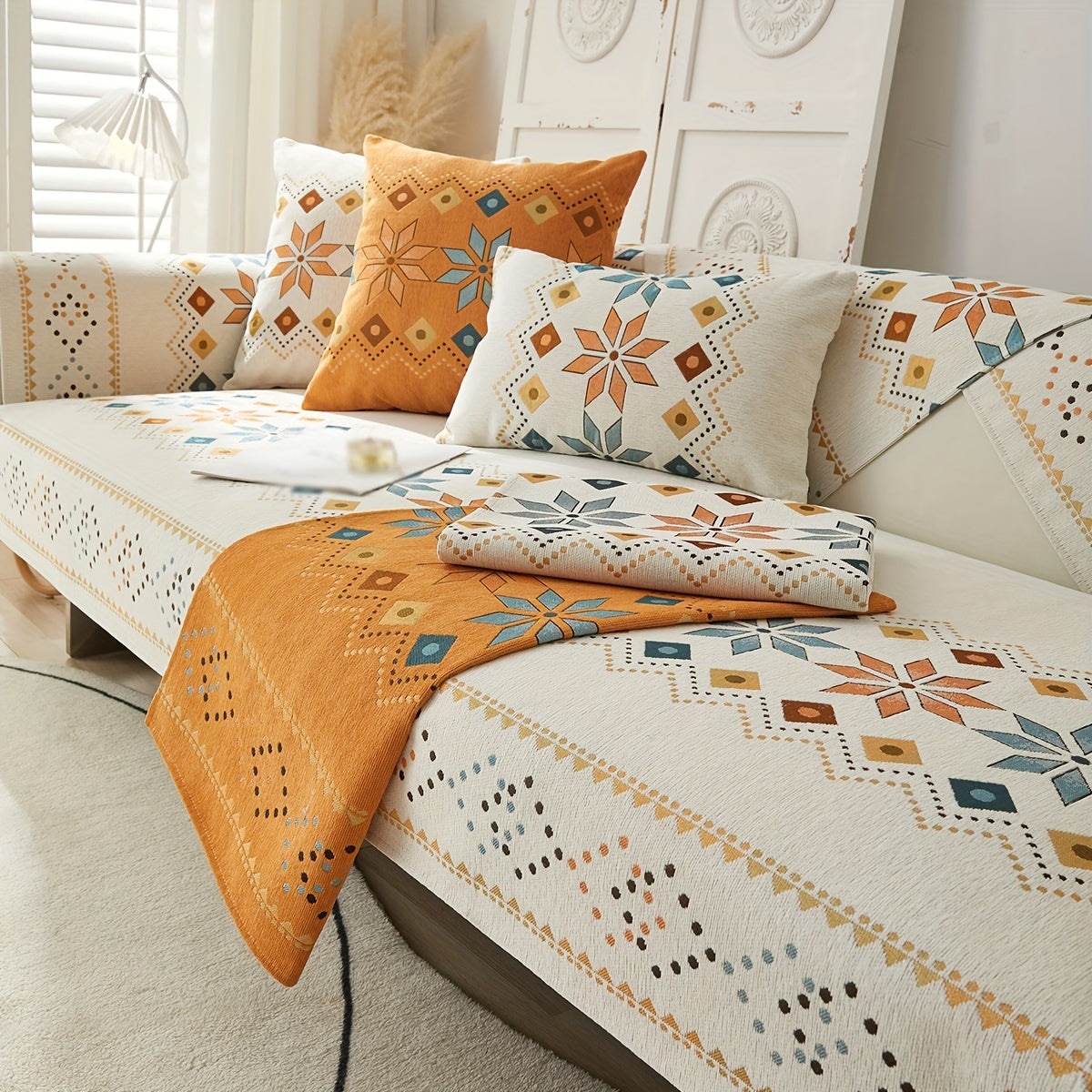 Chenille Sofa Slipcover Protects Furniture for Home and Office Decor