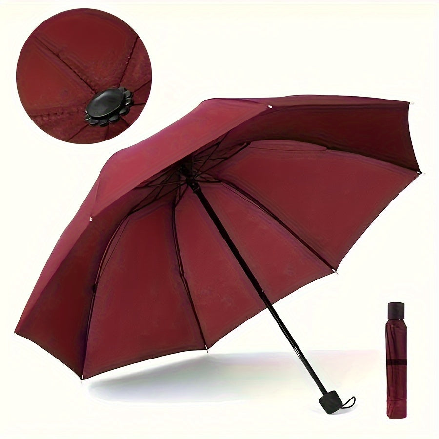 Windproof Sun Umbrella 8 Ribs Iron Frame UV Protection Foldable Black