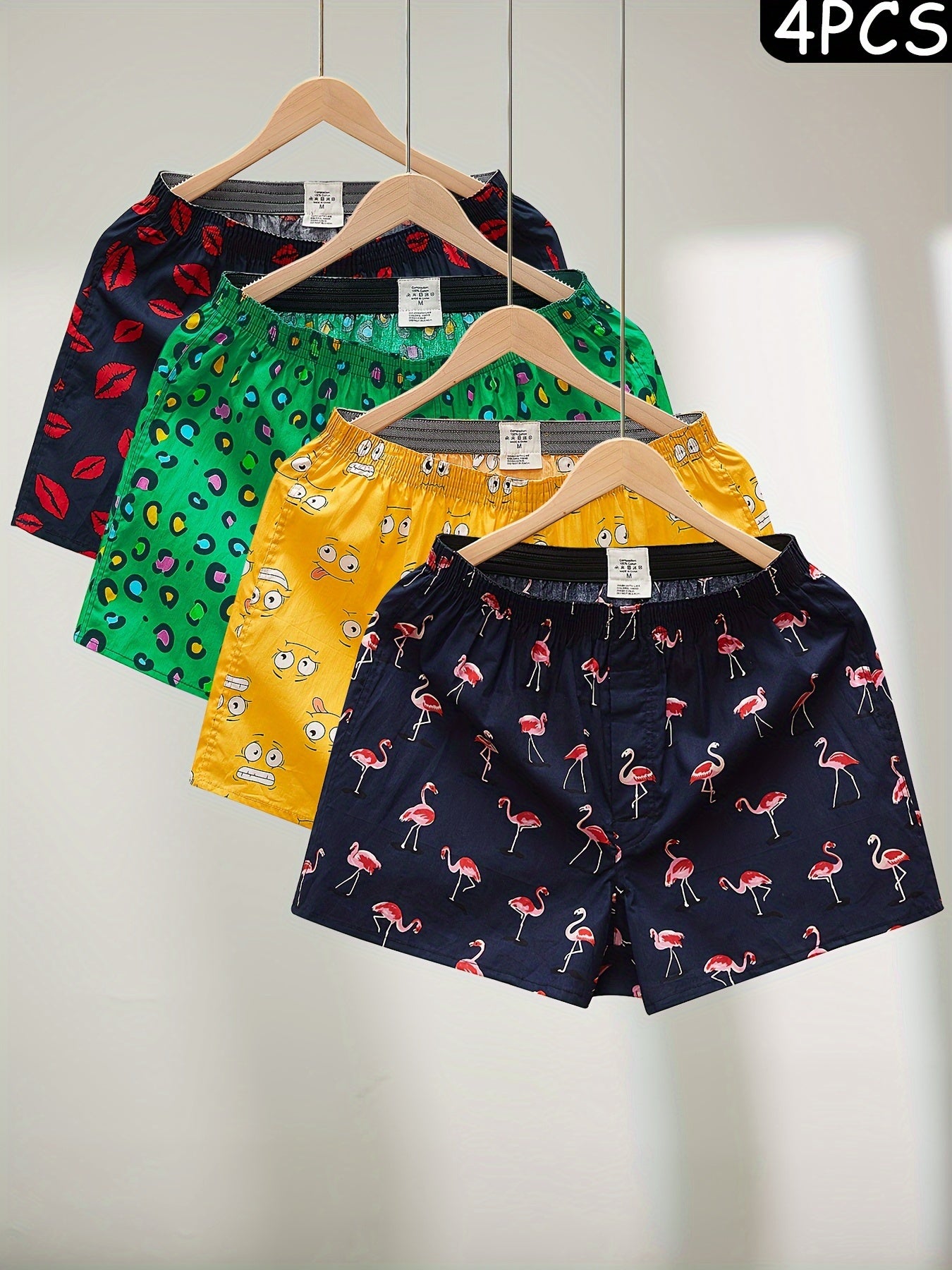 Men's Cotton Boxer Briefs 4 Pack Breathable Comfortable Casual Sports Lounge