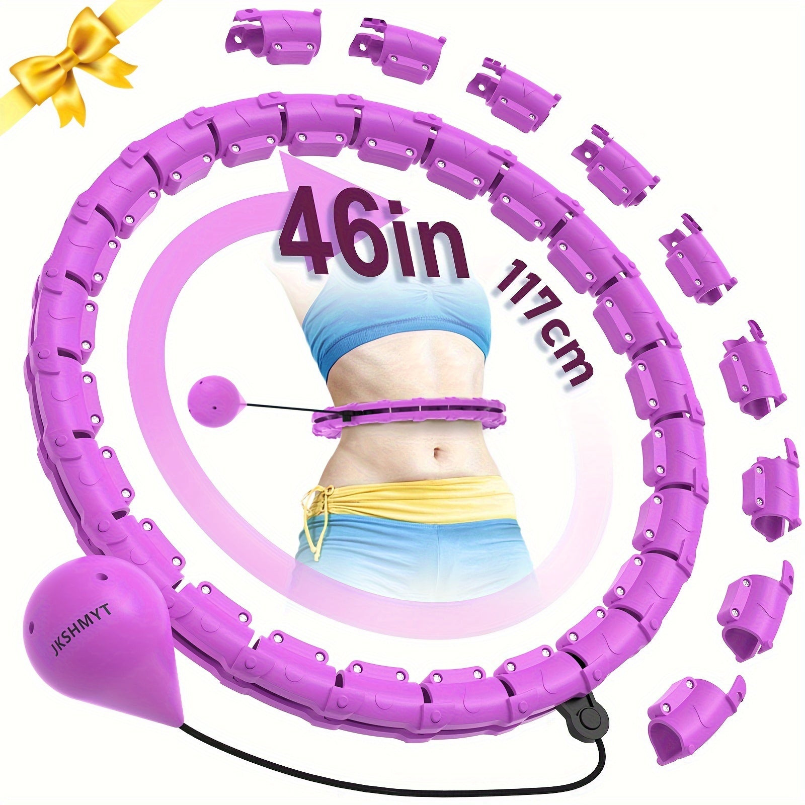 24-bo‘lim ajraladigan fitnes halqasi 47In/120cm Pilates mashq halqasi vazn yo‘qotish va yupqa bel uchun