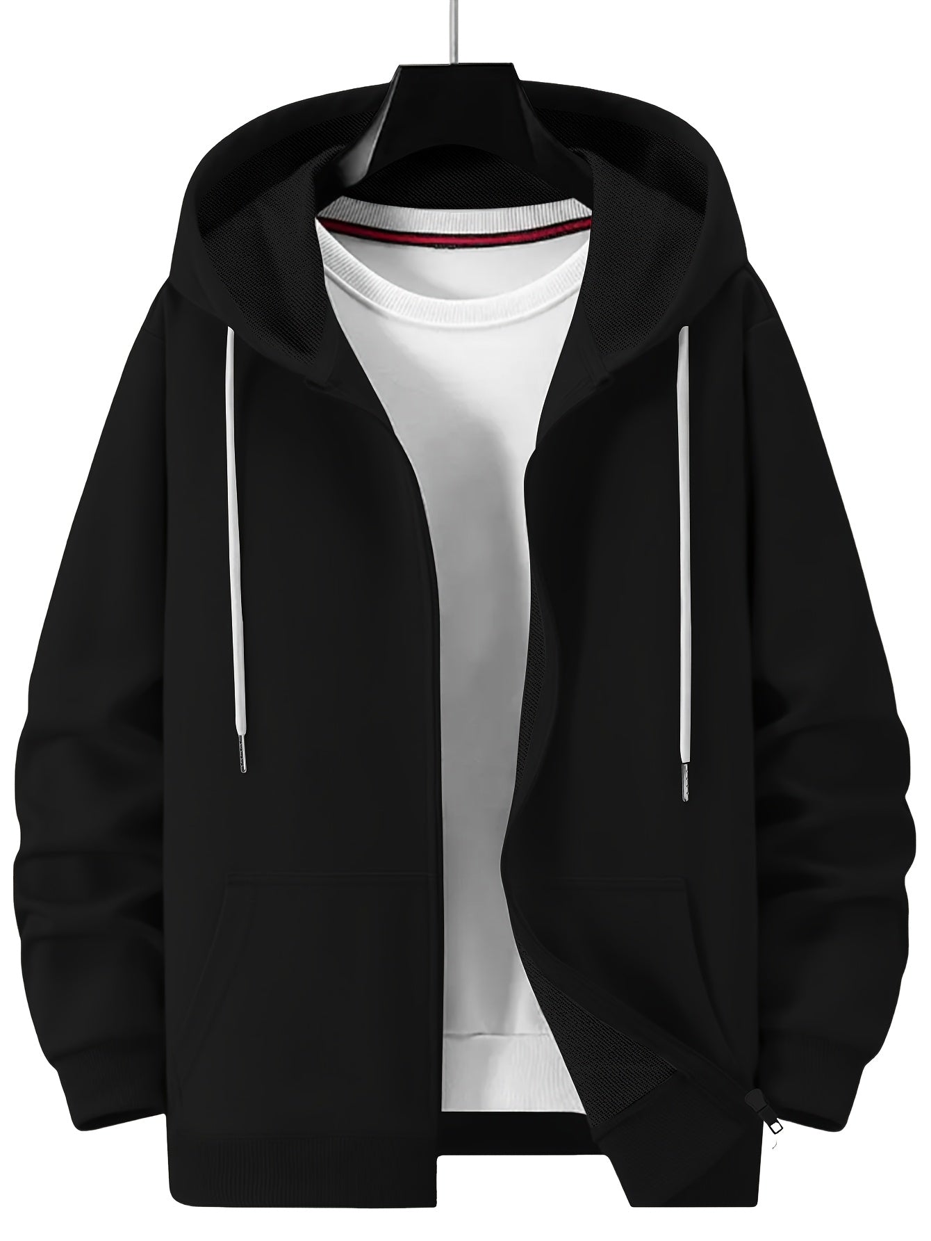 Men's Plus Size Oversized Hooded Cardigan Knit Fabric Solid Casual Top