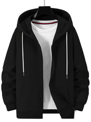 Cardigan de punto de gran tamaño para hombre con capucha, color sólido, estilo casual