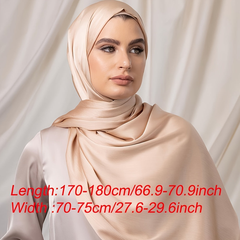 4-Pack Solid Color Satin Hijab Scarves for Women Polyester Casual Weekend Wear