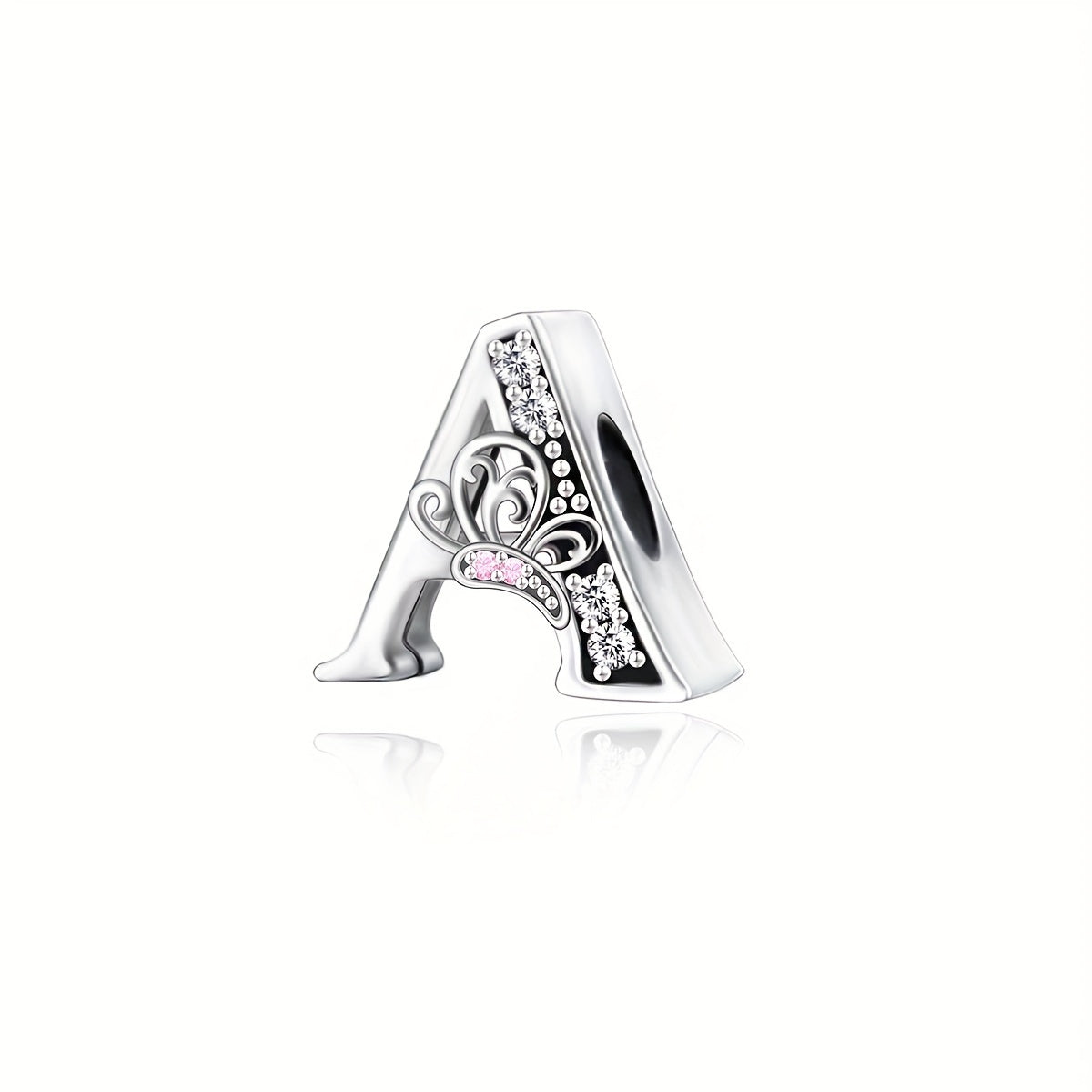 Sterling Silver Alphabet and Butterfly Charm Beads with Cubic Zirconia for Jewelry Making