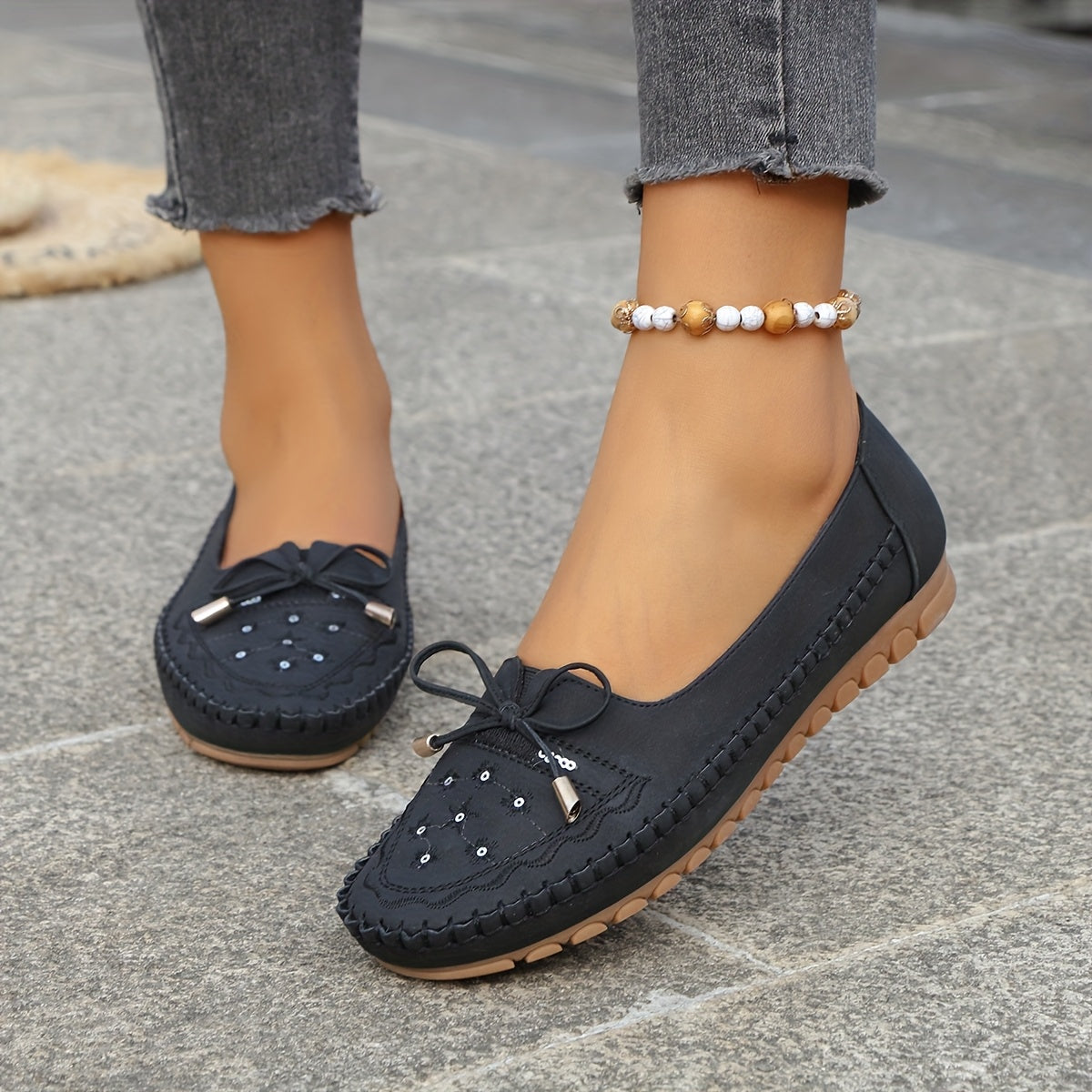 Women's Slip-On Loafers Soft PU Comfortable Breathable All-Season Black Grey Pink