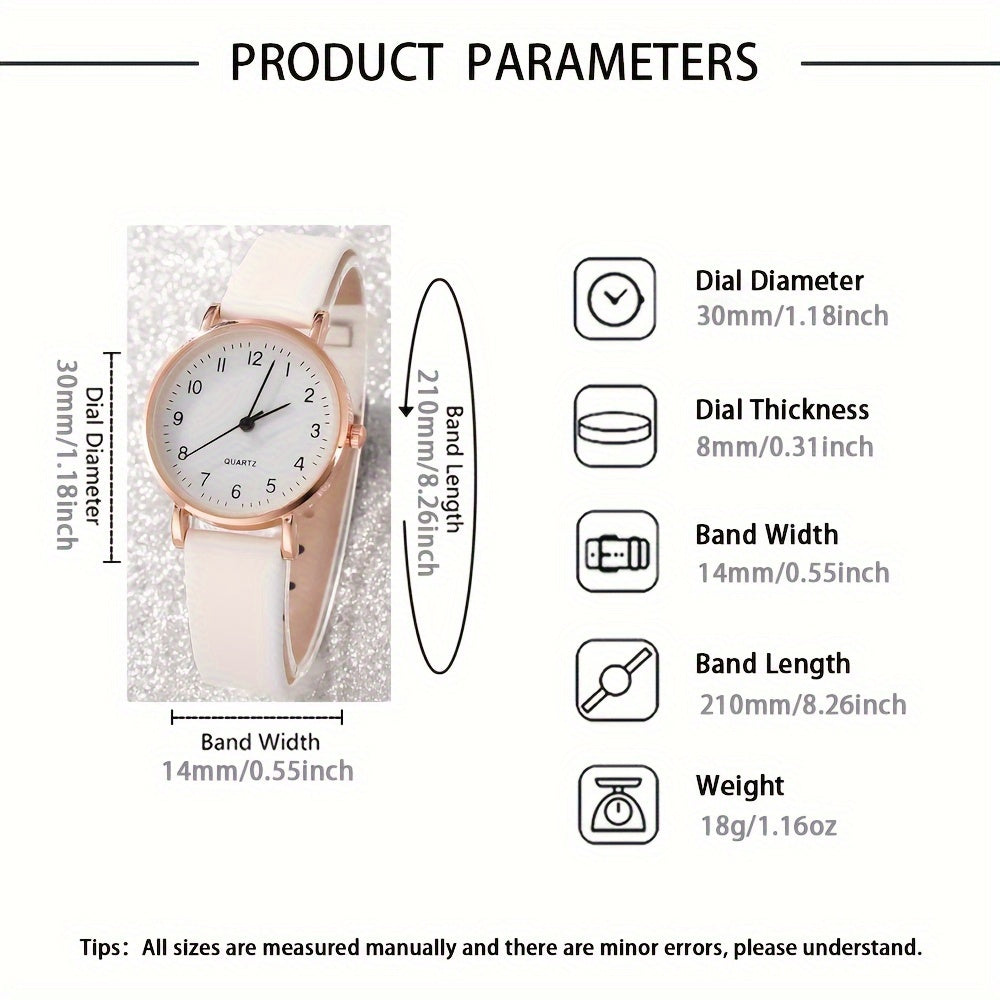 Women's Quartz Watch and Butterfly Jewelry Set with Faux Leather Strap for Gifts