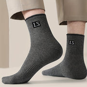 Men's Solid Crew Socks 5 Pairs Breathable Knit Polyester for Outdoor Wear