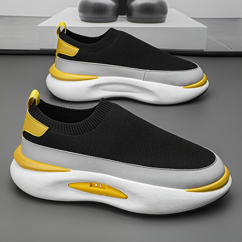 Men's Slip-On Casual Shoes with Shock Absorption Platform for Outdoor Walking