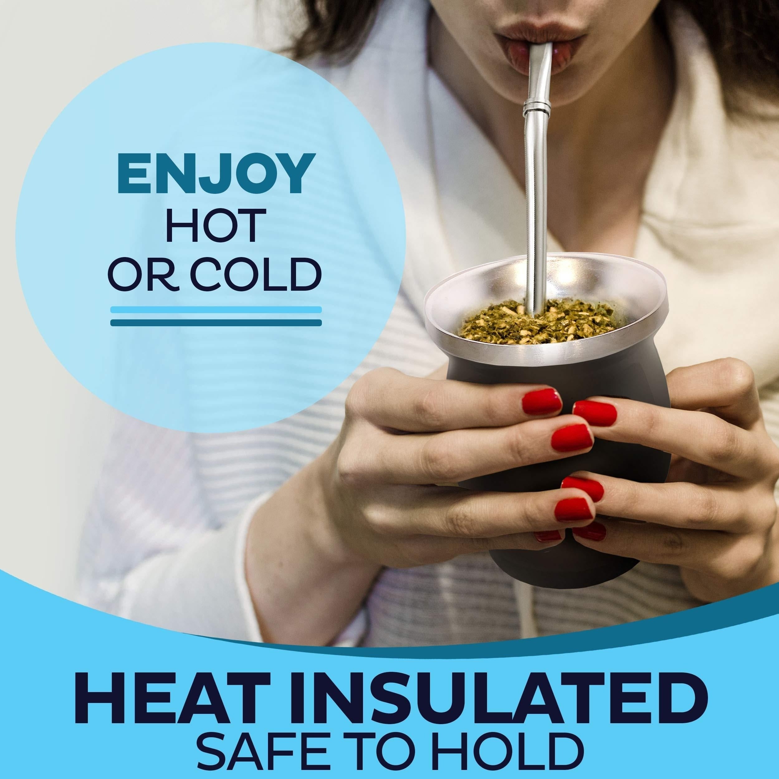 8oz Stainless Steel Yerba Mate Cup and Bombilla Set with Brush and Straw