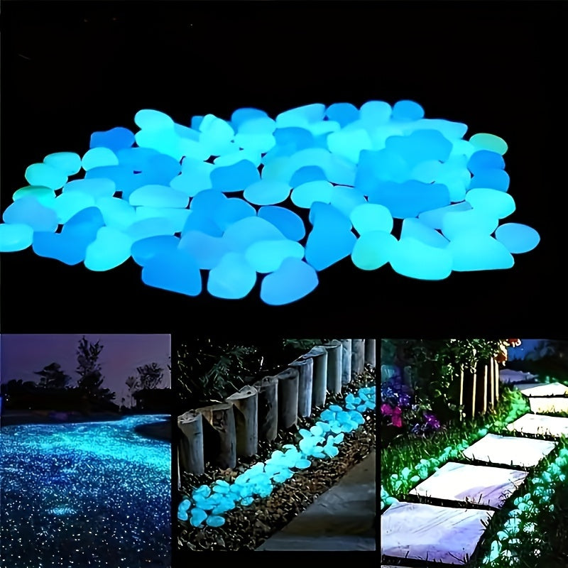 Blue Glow-in-the-Dark Aquarium Pebbles 1000 Pieces for Fish Tanks and Gardens