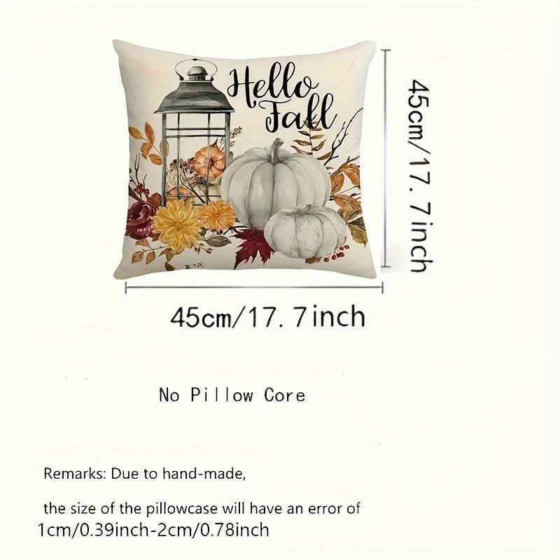 4-набор подушек с осенним дизайном для Дня благодарения - Машинная стирка, с молнией, полиэстеровые чехлы - Тканевые декоративные чехлы для подушек для дивана в гостиной (44,96x44,96 см, без вставки)