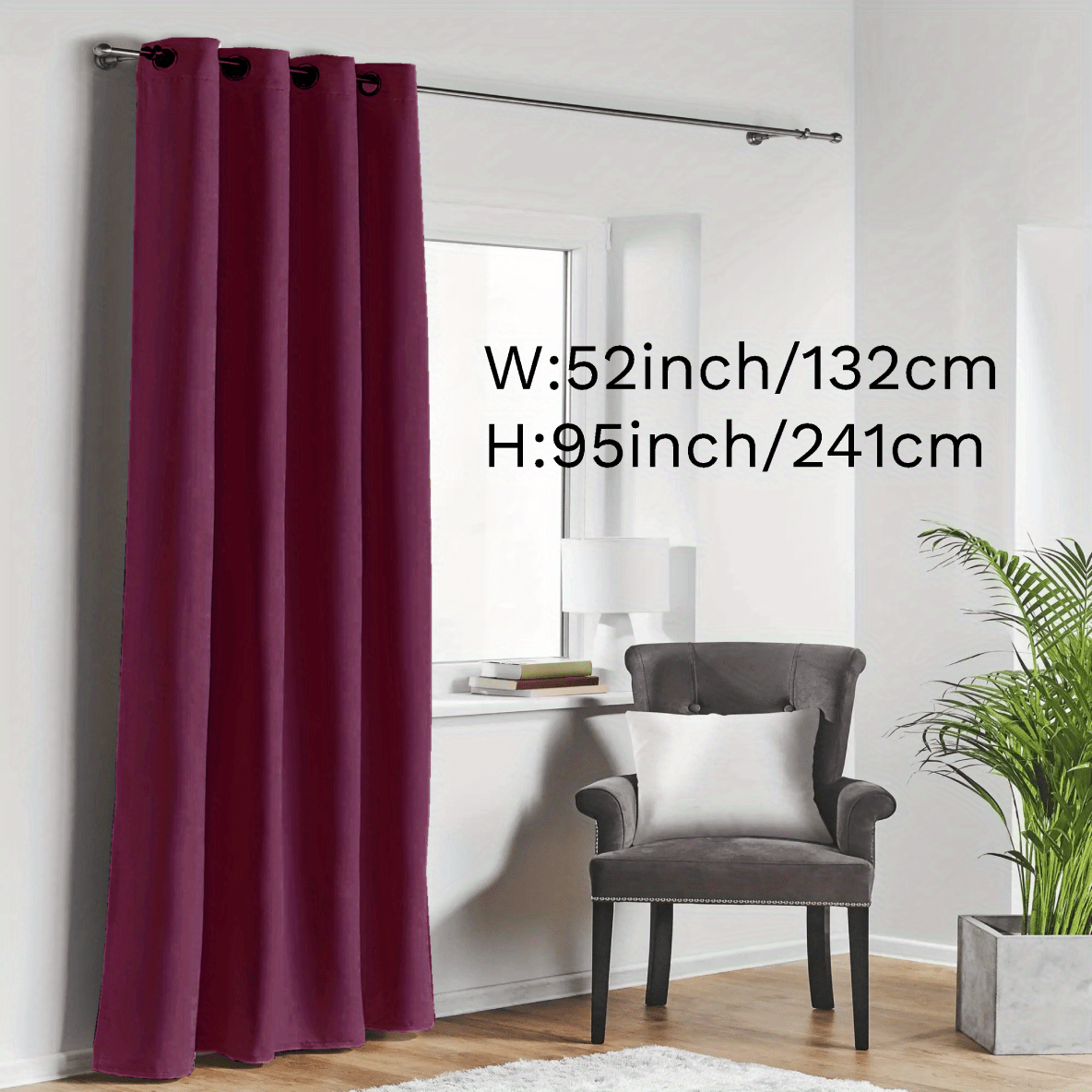 Blackout Curtain with Loop for Bedroom and Living Room Heat Insulation Noise Reduction 180g