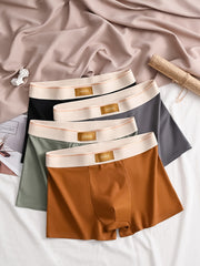 Men's Cotton Boxer Briefs 4-Pack Alphabet Pattern Breathable High Stretch Knit