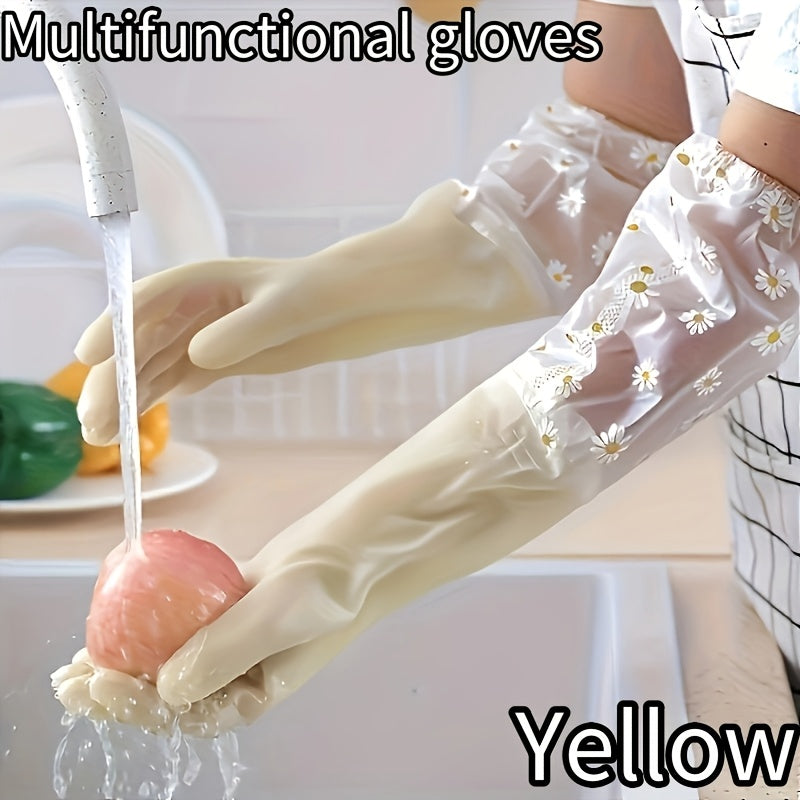 Guantes de cocina antideslizantes con textura para cocina, mangas largas, de PVC resistente para cocinar y limpiar