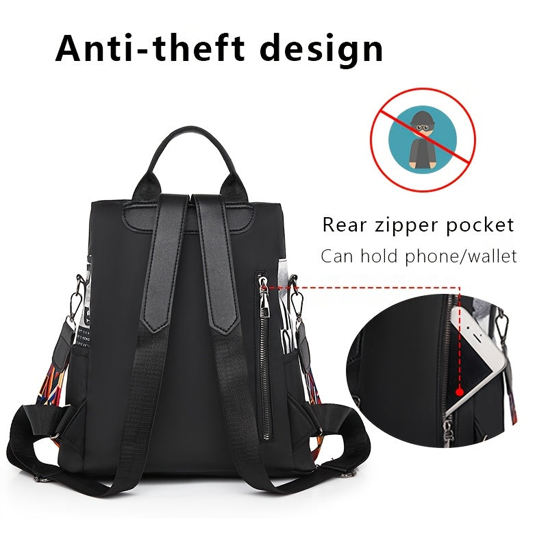 Unisex Nylon Casual Shoulder Bag with Zipper Closure and Adjustable Strap