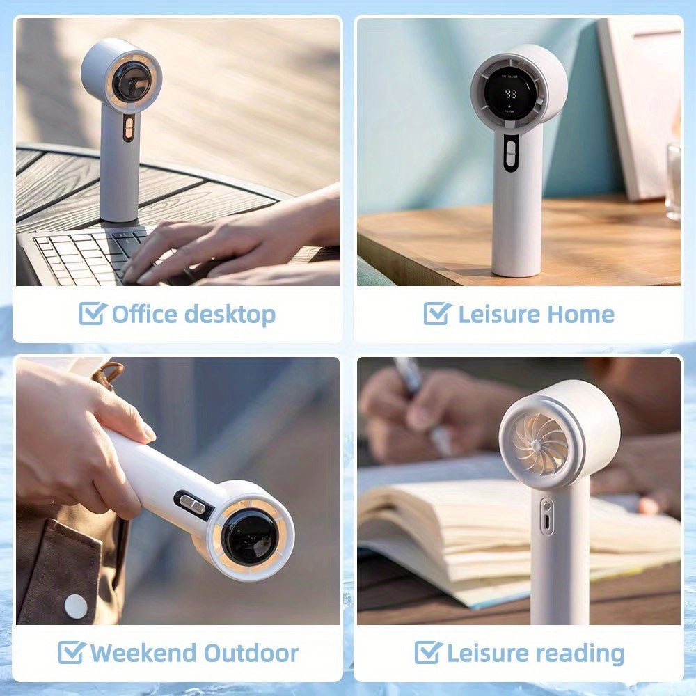 Rechargeable Handheld Turbo Fan with 3000mAh Battery, Adjustable Speed