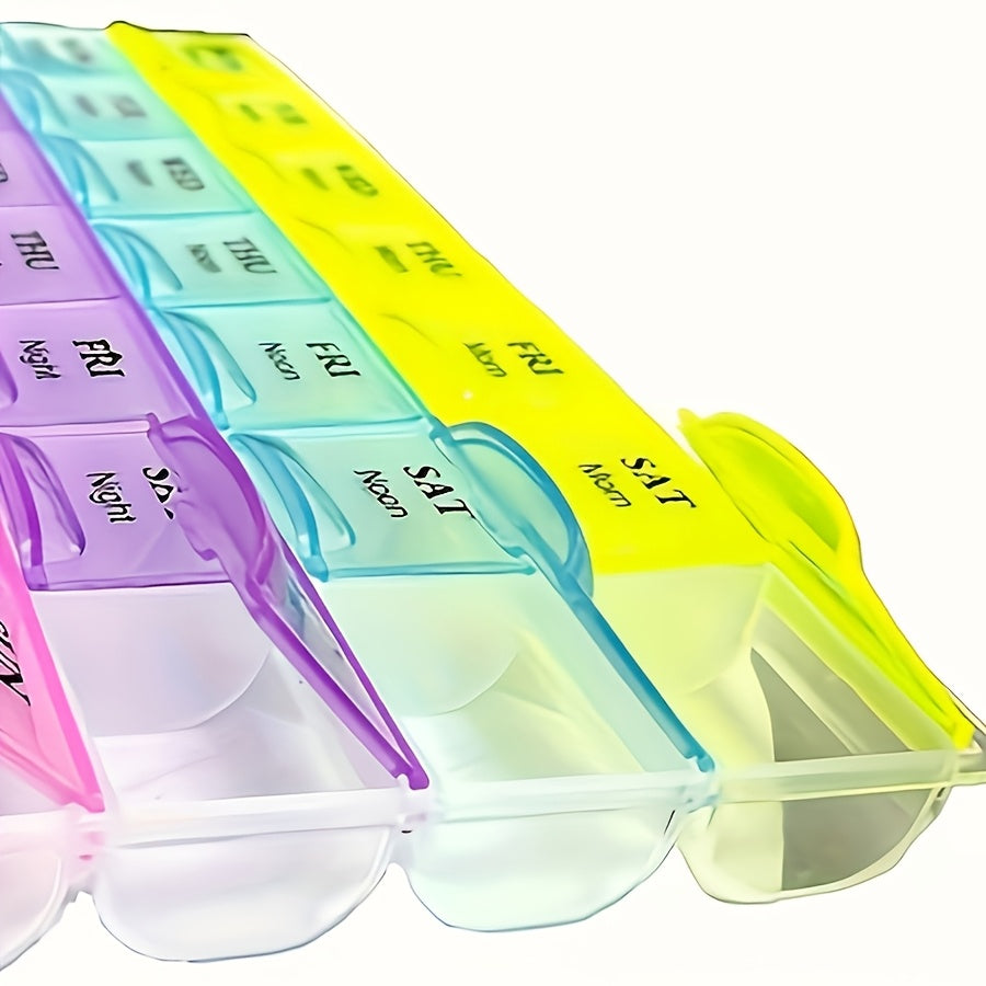 Unisex Plastic Pill Organizer 28 Compartments Colorful Daily Medication Storage