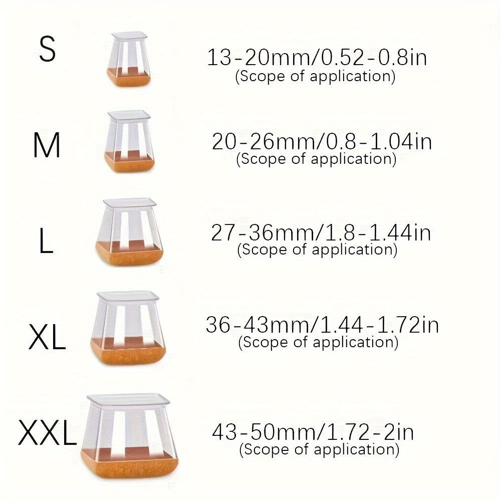 "Stul oyoqlari uchun silikon anti-slip ovoz o'chiruvchi mato o'ralari - 4-dona kvadrat qoplamalar aralash ranglarda, yog'och va plitka yuzalarida polni himoya qilish uchun 360° o'ralgan dizayn"