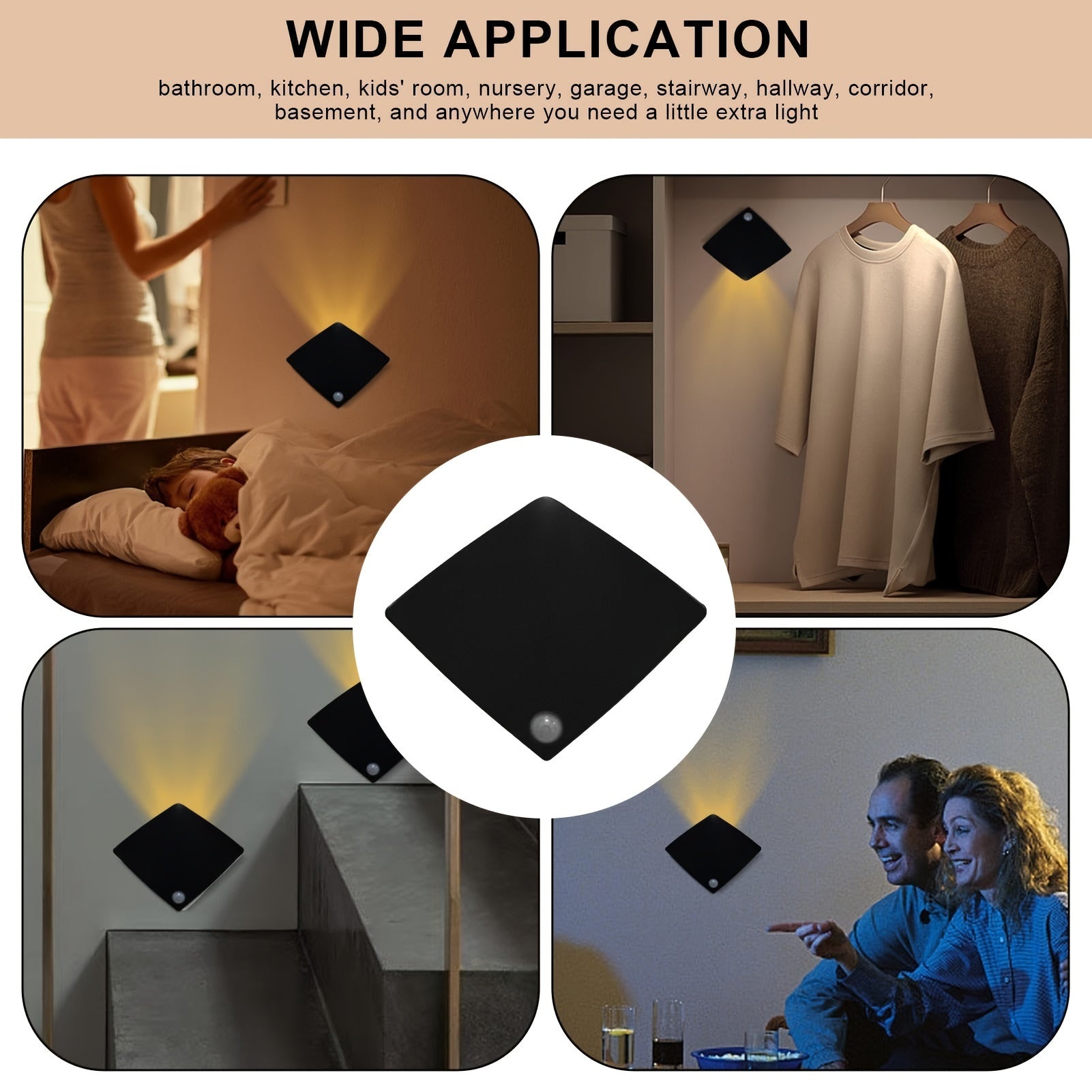 Night Light with Human Body Sensor for Bedroom Hallway Living Room Battery-Operated