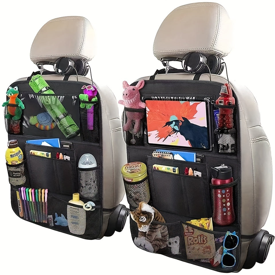 Car Back Seat Organizer Touch Screen Tablet Holder Travel Storage Pocket