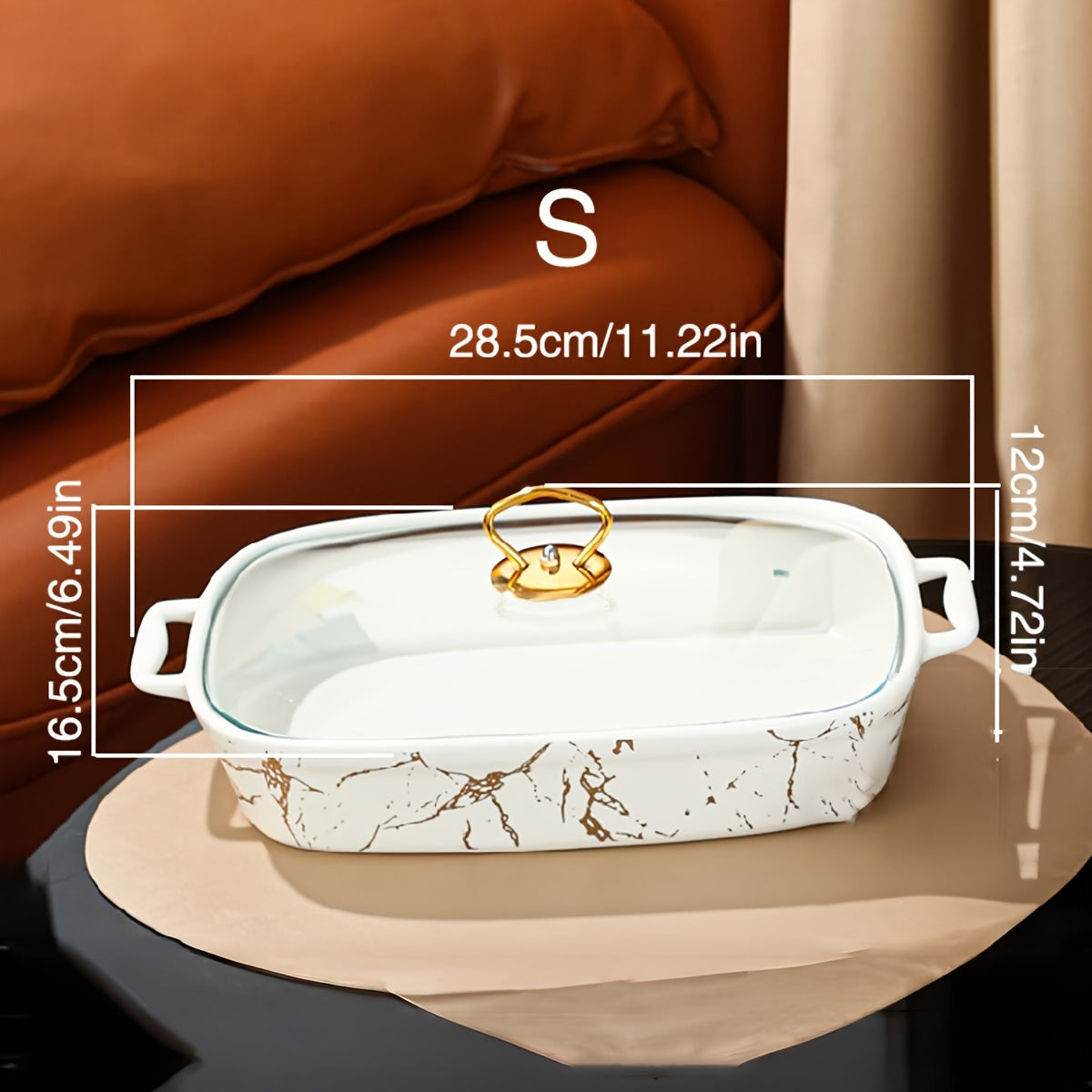 Elegant Marble Ceramic Serving Platter Set with Lid for Snacks and Parties