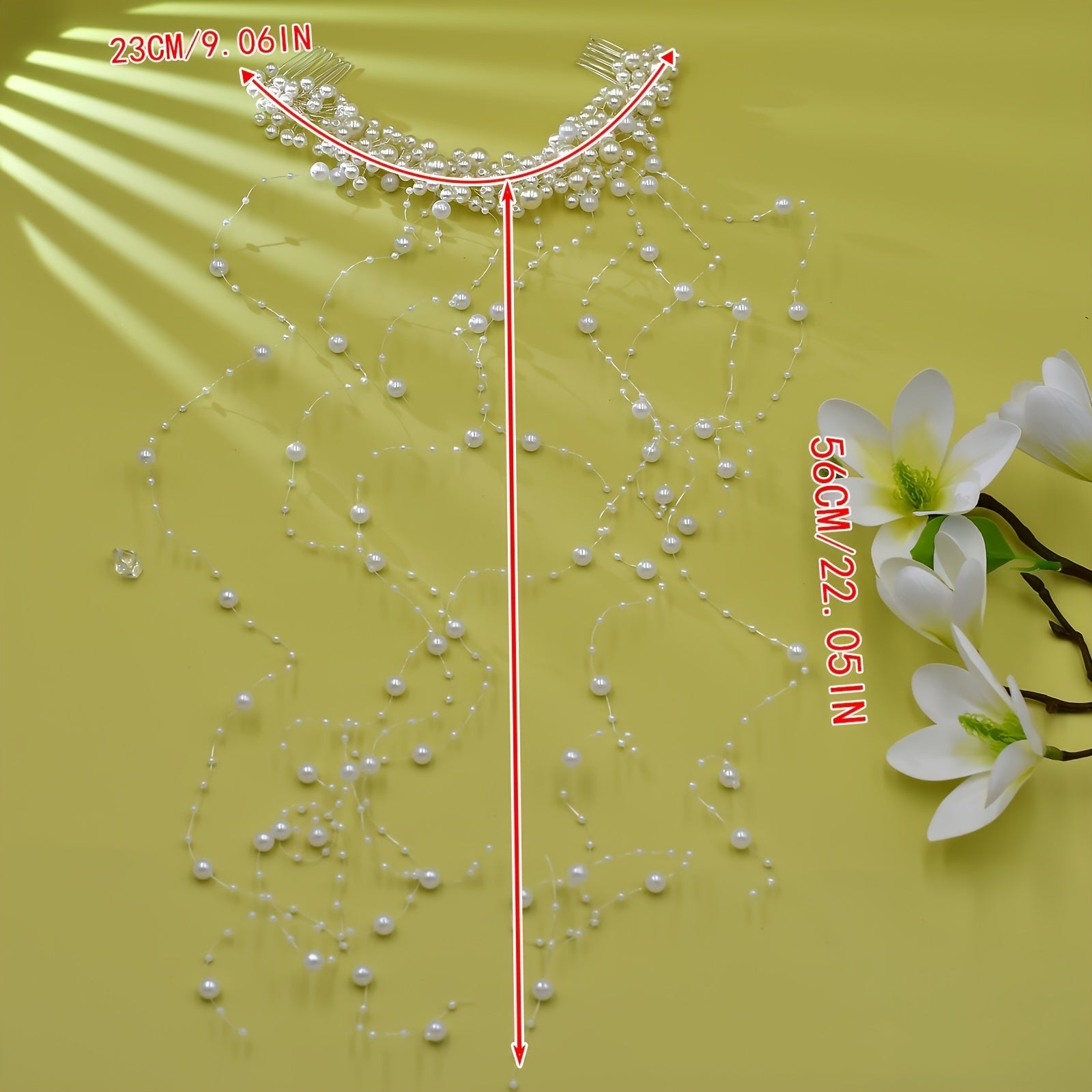 Faux Pearl Hair Comb with Beads and Tassel for Bridal Wedding